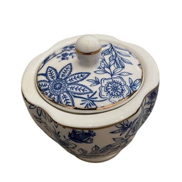 Grace Teaware Fine Porcelain Creamer & Sugar Blue & White Floral Gift Set New - Picture 15 of 16